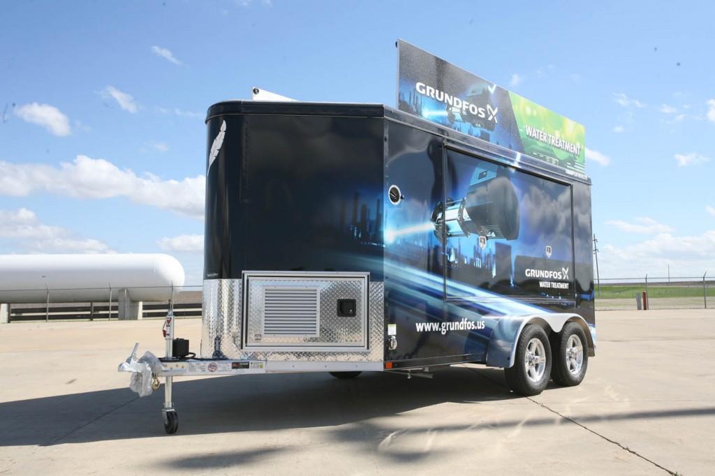 Grundfos mobile marketing trailer streetside front