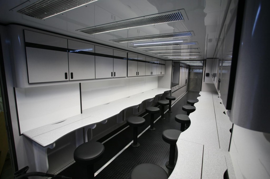 Interior of race transporter