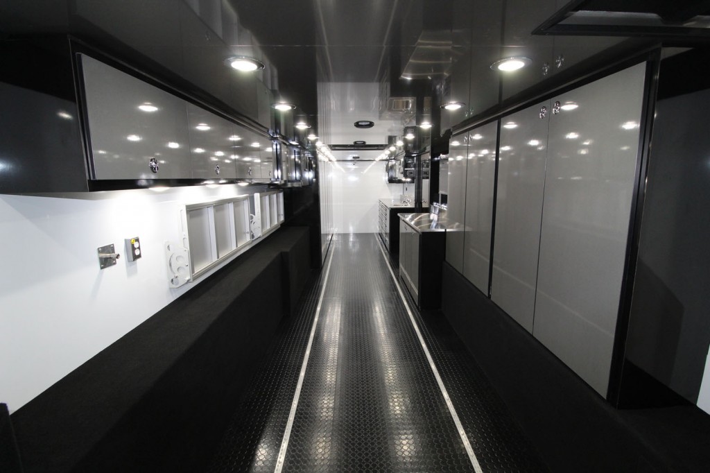 Interior of motocross trailer