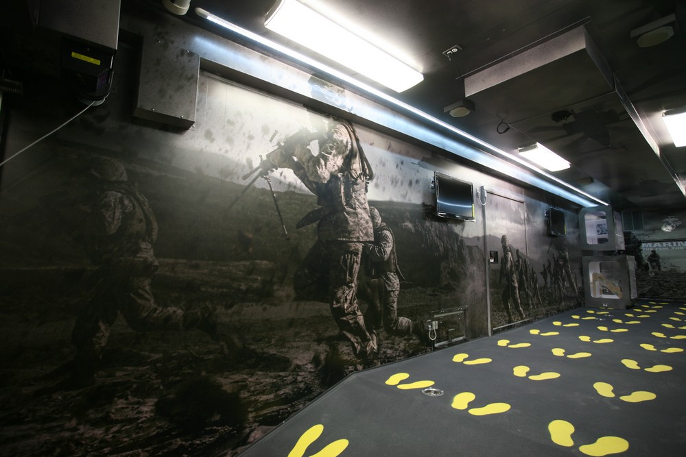 Marines recruitment trailer interior