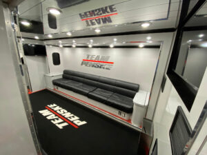 Interior of a Team Penske race transporter