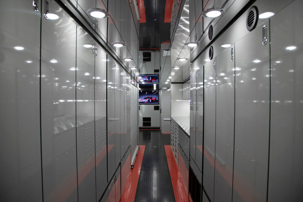Penske Racing race transporter interior