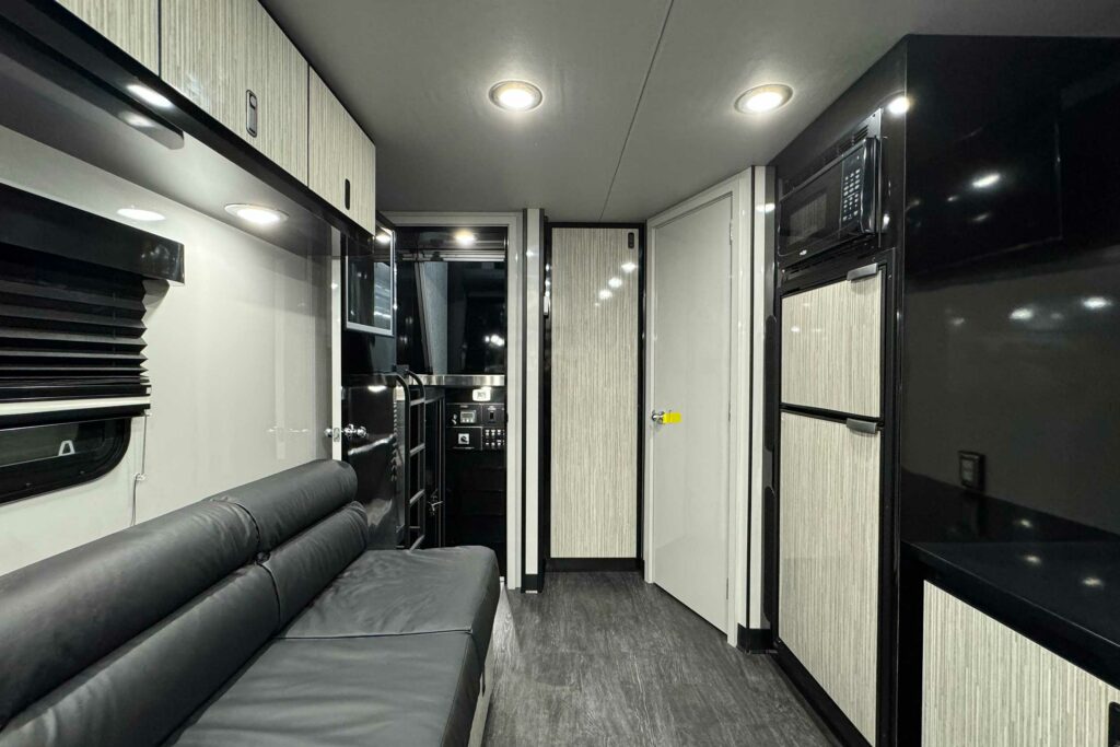 Sprint car race transporter lounge